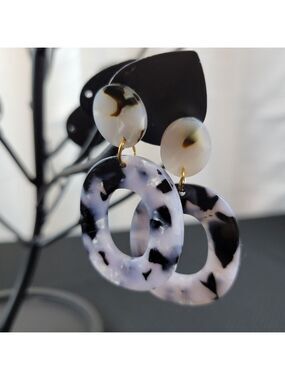 Shades of Blue/Gray  Acrylic Tortoise Earrings
